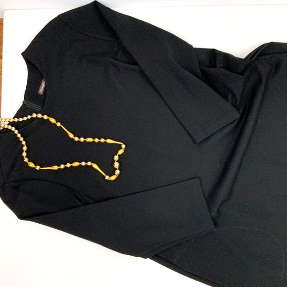 J McLaughlin Black Ponte Knit A-Line Flare Long Sleeve Dress Size Large - Picture 16 of 16